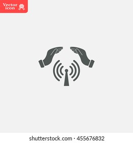 Hand with Wi-Fi Icon.