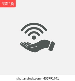 Hand with Wi-Fi Icon.