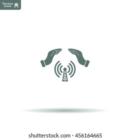 Hand with Wi-Fi Icon.