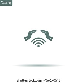 Hand with Wi-Fi Icon.