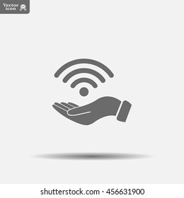 Hand with Wi-Fi Icon.