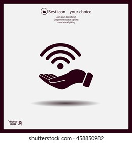 Hand with Wi-Fi Icon.
