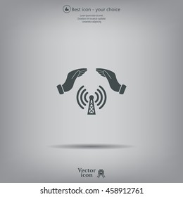 Hand with Wi-Fi Icon.