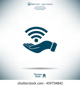 Hand with Wi-Fi Icon.