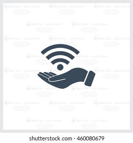 Hand with Wi-Fi Icon.
