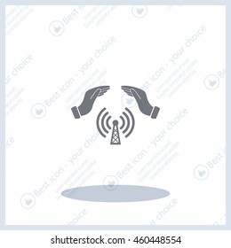 Hand with Wi-Fi Icon.