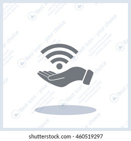Hand with Wi-Fi Icon.