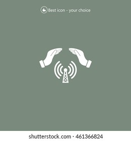 Hand with Wi-Fi Icon.