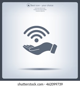 Hand with Wi-Fi Icon.