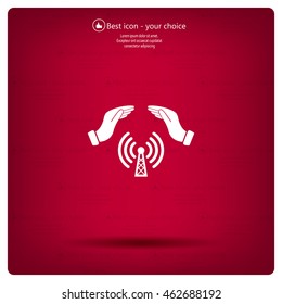 Hand with Wi-Fi Icon.
