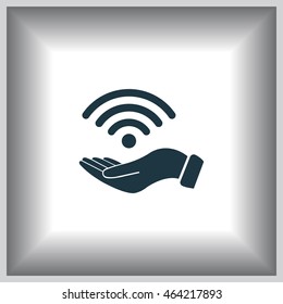 Hand with Wi-Fi Icon.
