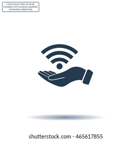 Hand with Wi-Fi Icon.