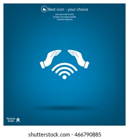 Hand with Wi-Fi Icon.