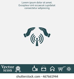 Hand with Wi-Fi Icon.