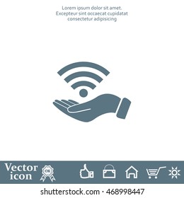 Hand with Wi-Fi Icon.
