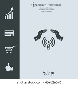 Hand with Wi-Fi Icon.