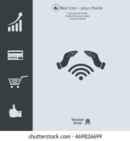 Hand with Wi-Fi Icon.