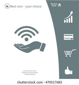 Hand with Wi-Fi Icon.