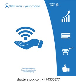 Hand with Wi-Fi Icon.