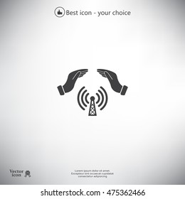 Hand with Wi-Fi Icon.