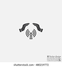 Hand with Wi-Fi Icon.