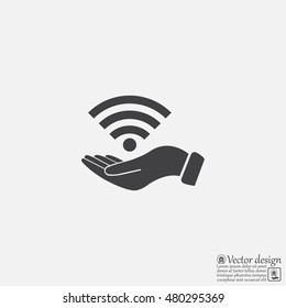 Hand with Wi-Fi Icon.
