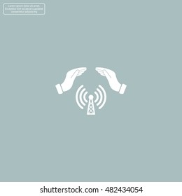 Hand with Wi-Fi Icon.