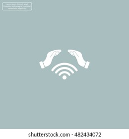 Hand with Wi-Fi Icon.