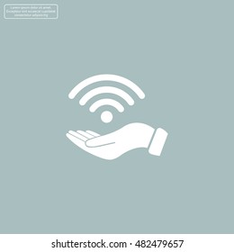 Hand with Wi-Fi Icon.