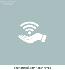 Hand with Wi-Fi Icon.