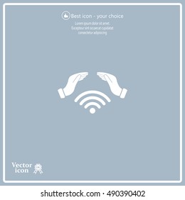 Hand with Wi-Fi Icon.
