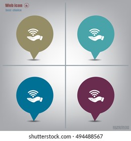 Hand with Wi-Fi Icon.