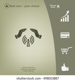Hand with Wi-Fi Icon.