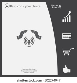 Hand with Wi-Fi Icon.