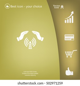 Hand with Wi-Fi Icon.