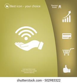 Hand with Wi-Fi Icon.