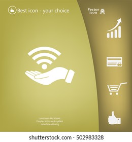 Hand with Wi-Fi Icon.