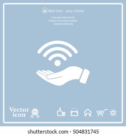 Hand with Wi-Fi Icon.