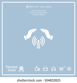 Hand with Wi-Fi Icon.