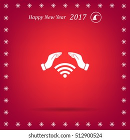 Hand with Wi-Fi Icon.