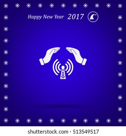 Hand with Wi-Fi Icon.
