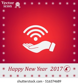 Hand with Wi-Fi Icon.