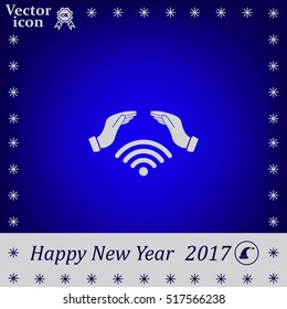 Hand with Wi-Fi Icon.