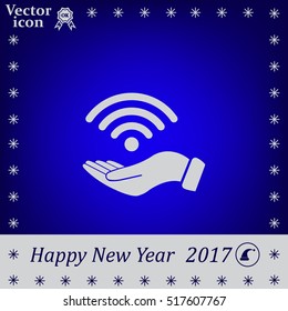 Hand with Wi-Fi Icon.
