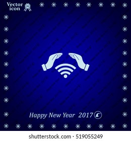 Hand with Wi-Fi Icon.
