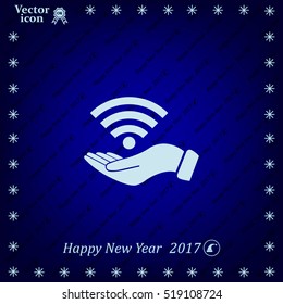 Hand with Wi-Fi Icon.