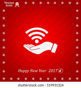 Hand with Wi-Fi Icon.