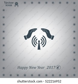 Hand with Wi-Fi Icon.