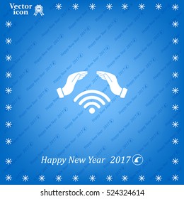 Hand with Wi-Fi Icon.