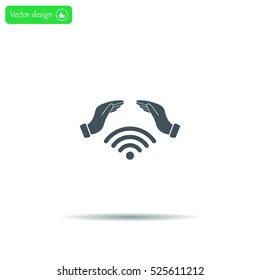 Hand with Wi-Fi Icon.